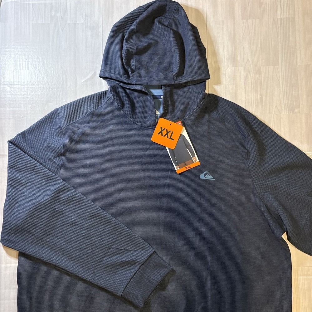 Quiksilver Men's Textured Pullover Long Sleeve Sweater Hoodie Blue Size XXL